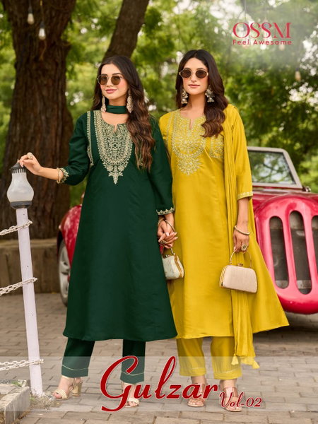 Gulzar Vol 2 By Ossm Roman Silk Kurti With Bottom Dupatta Wholesale Online